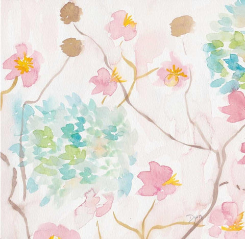 Soft Blooms I White Modern Wood Framed Art Print with Double Matting by Dyer, Beverly
