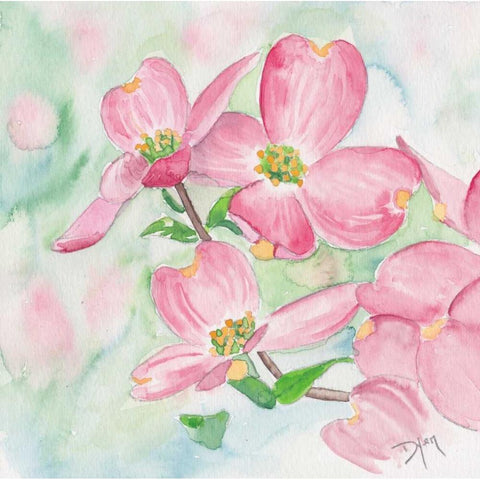 Pink Dogwood I White Modern Wood Framed Art Print by Dyer, Beverly