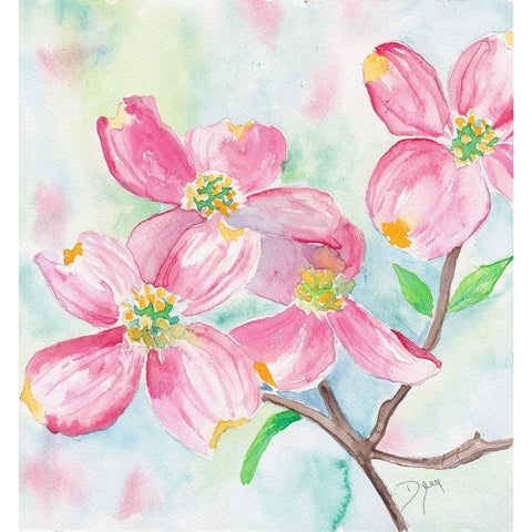 Pink Dogwood II White Modern Wood Framed Art Print by Dyer, Beverly