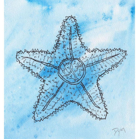 Coastal Starfish Black Modern Wood Framed Art Print by Dyer, Beverly