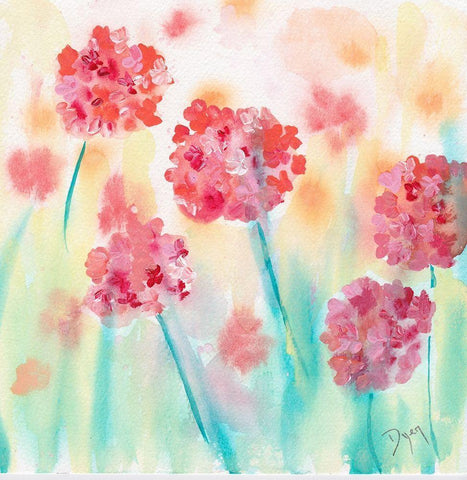 Blushing Meadow II White Modern Wood Framed Art Print with Double Matting by Dyer, Beverly