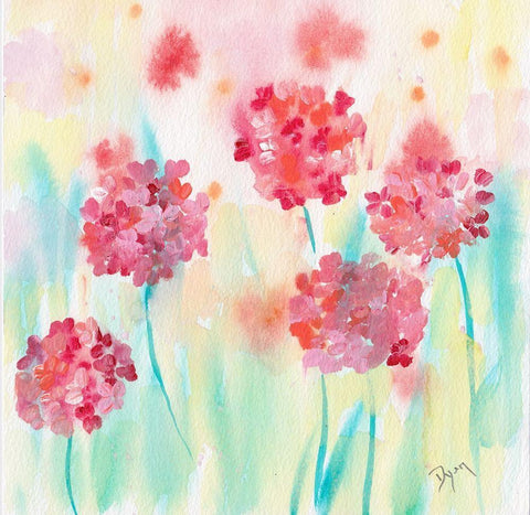 Blushing Meadow I Black Ornate Wood Framed Art Print with Double Matting by Dyer, Beverly