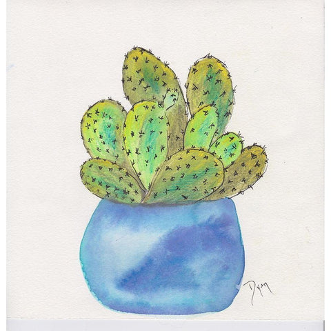 Cactus Pot I White Modern Wood Framed Art Print by Dyer, Beverly