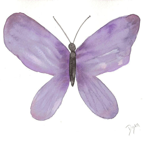 Watercolor Purplefly Black Modern Wood Framed Art Print by Dyer, Beverly