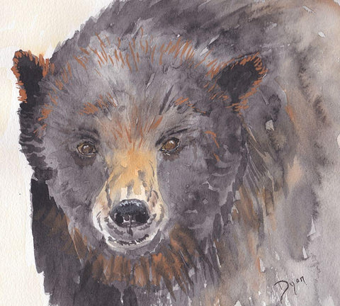 Brown Bear Black Ornate Wood Framed Art Print with Double Matting by Dyer, Beverly