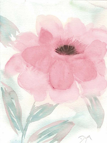 Blush Peony II White Modern Wood Framed Art Print with Double Matting by Dyer, Beverly