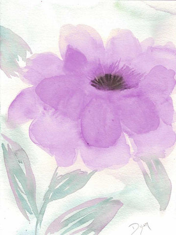 Lilac Peony II White Modern Wood Framed Art Print with Double Matting by Dyer, Beverly