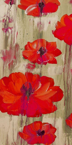 Crimson Rain 1 White Modern Wood Framed Art Print with Double Matting by Dyer, Beverly