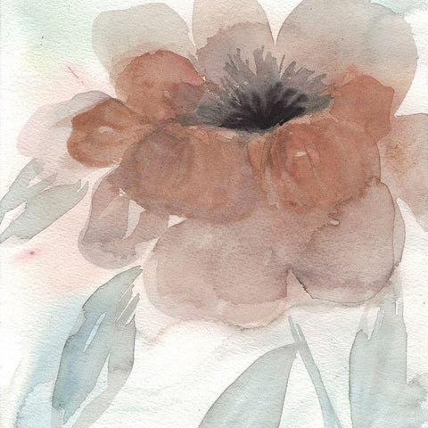 Rustic Peony I White Modern Wood Framed Art Print with Double Matting by Dyer, Beverly
