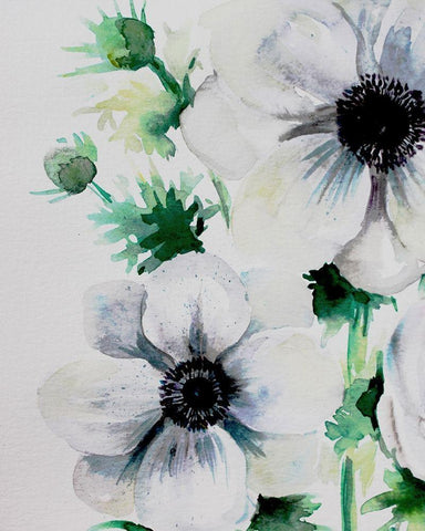 Ghost Blooms 1 Black Ornate Wood Framed Art Print with Double Matting by Boho Hue Studio