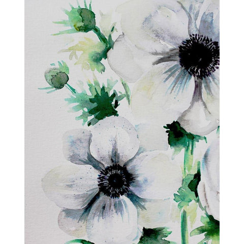 Ghost Blooms 1 Black Modern Wood Framed Art Print with Double Matting by Boho Hue Studio