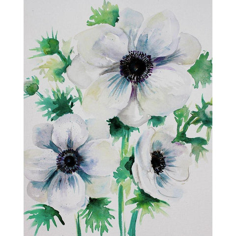 Ghost Blooms 3 Black Modern Wood Framed Art Print by Boho Hue Studio