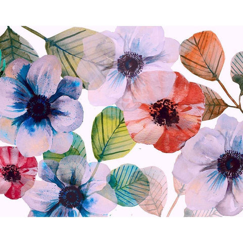 Flowerscape 1 Black Modern Wood Framed Art Print with Double Matting by Boho Hue Studio