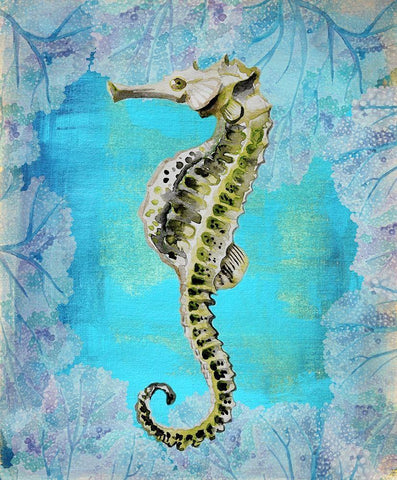 Seahorse Portrait Black Ornate Wood Framed Art Print with Double Matting by Boho Hue Studio