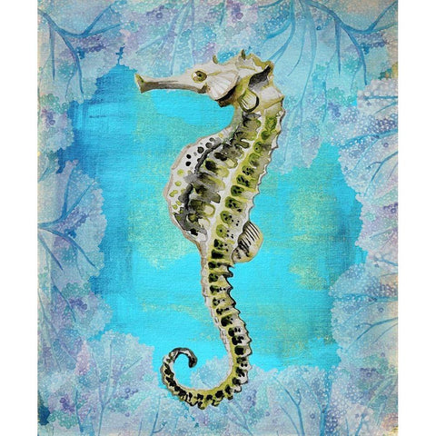 Seahorse Portrait Black Modern Wood Framed Art Print with Double Matting by Boho Hue Studio