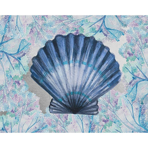Blue Scallop Black Modern Wood Framed Art Print with Double Matting by Boho Hue Studio