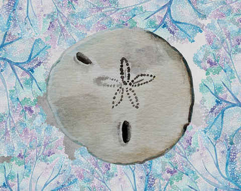 Sand Dollar Black Ornate Wood Framed Art Print with Double Matting by Boho Hue Studio