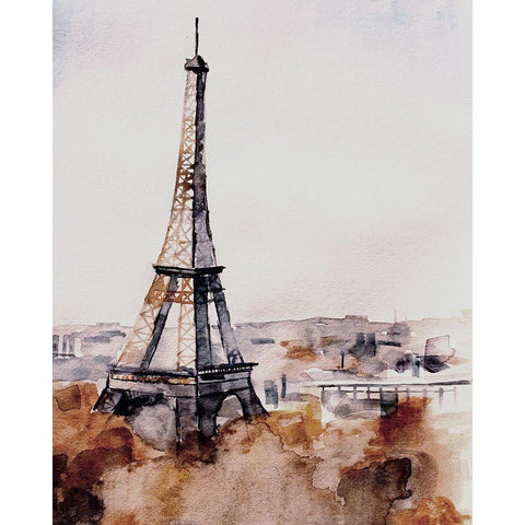 Eiffel View White Modern Wood Framed Art Print by Boho Hue Studio