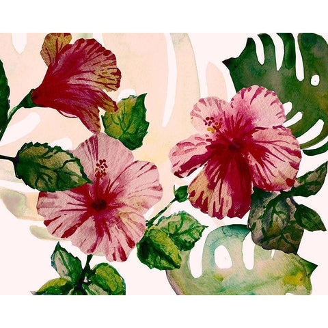 Tropical Hibiscus 2 Black Modern Wood Framed Art Print by Boho Hue Studio