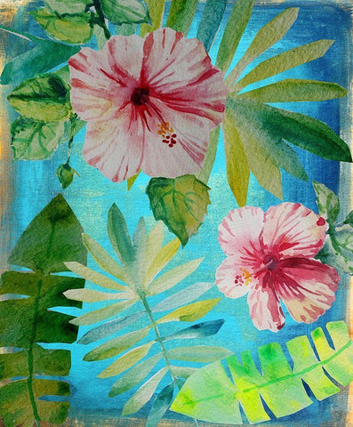 Tropical Hibiscus 3 White Modern Wood Framed Art Print with Double Matting by Boho Hue Studio