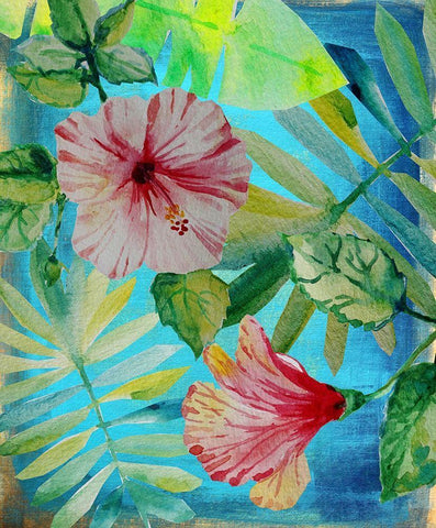Tropical Hibiscus 2 White Modern Wood Framed Art Print with Double Matting by Boho Hue Studio