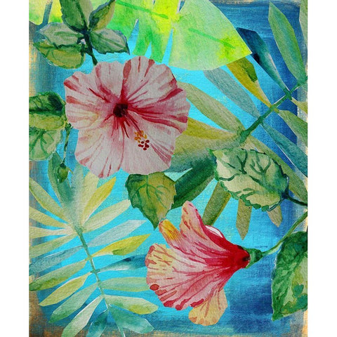 Tropical Hibiscus 2 Gold Ornate Wood Framed Art Print with Double Matting by Boho Hue Studio