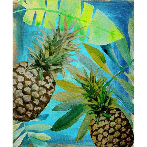 Pineapple Party 1 Black Modern Wood Framed Art Print with Double Matting by Boho Hue Studio