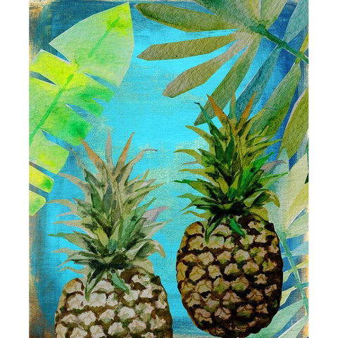 Pineapple Party 2 White Modern Wood Framed Art Print by Boho Hue Studio