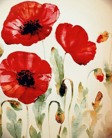 Lipstick Poppies Black Ornate Wood Framed Art Print with Double Matting by Boho Hue Studio