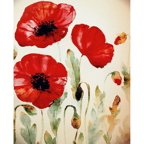 Lipstick Poppies Black Modern Wood Framed Art Print by Boho Hue Studio