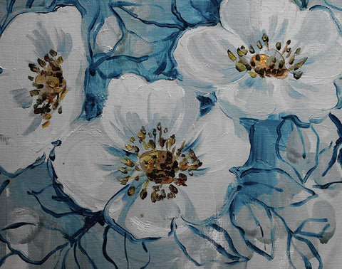 Blossom Bunch 10 White Modern Wood Framed Art Print with Double Matting by Boho Hue Studio