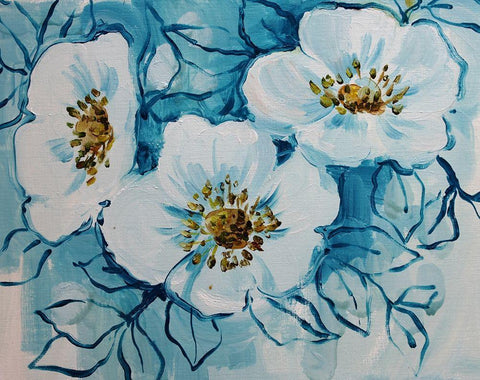 Blossom Bunch 12 White Modern Wood Framed Art Print with Double Matting by Boho Hue Studio