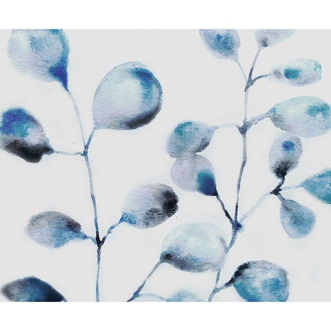 Blue Branches Black Modern Wood Framed Art Print with Double Matting by Boho Hue Studio