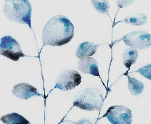 Blue Branches White Modern Wood Framed Art Print with Double Matting by Boho Hue Studio