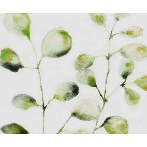 Green Branches White Modern Wood Framed Art Print by Boho Hue Studio