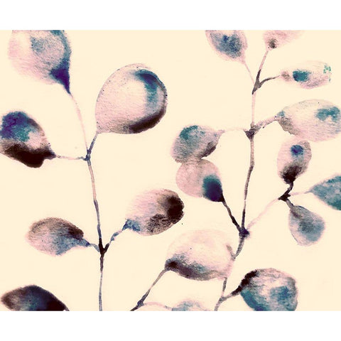 Blue Pink Branches White Modern Wood Framed Art Print by Boho Hue Studio