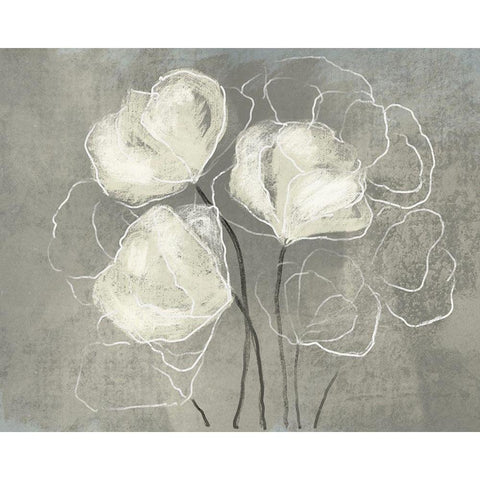 Sketched White Blooms 1 Gold Ornate Wood Framed Art Print with Double Matting by Boho Hue Studio