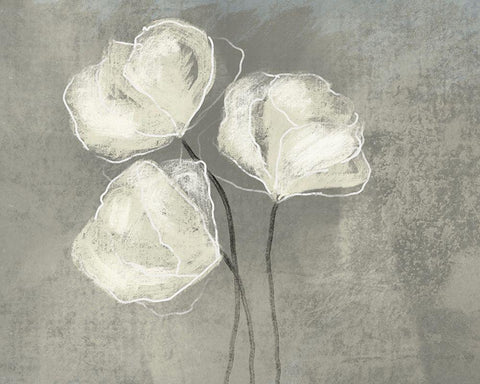Sketched White Blooms 2 Black Ornate Wood Framed Art Print with Double Matting by Boho Hue Studio