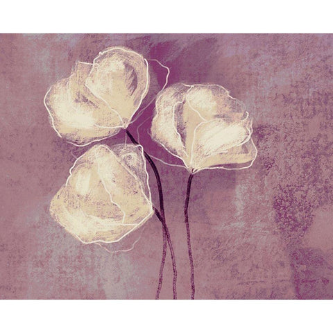 Sketched Flowers on Purple Black Modern Wood Framed Art Print by Boho Hue Studio