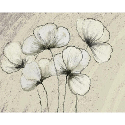 Sketched Flowers on Cream Black Modern Wood Framed Art Print by Boho Hue Studio