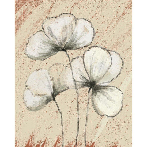 Sketched Flowers on Tan White Modern Wood Framed Art Print by Boho Hue Studio