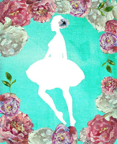 Rose Ballerina White Modern Wood Framed Art Print with Double Matting by Boho Hue Studio