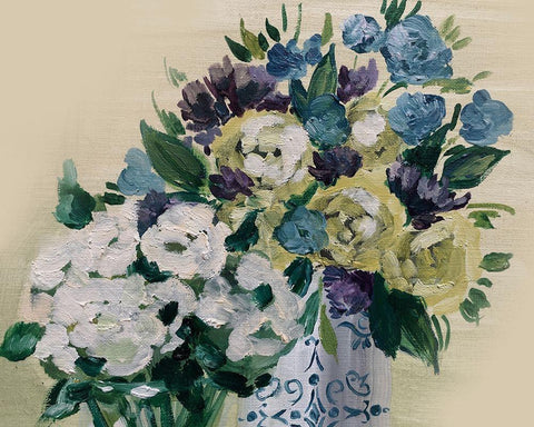 Bouquet1 White Modern Wood Framed Art Print with Double Matting by Boho Hue Studio