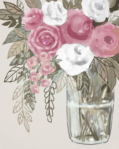 Soft Pink Florals 1 Black Ornate Wood Framed Art Print with Double Matting by Boho Hue Studio