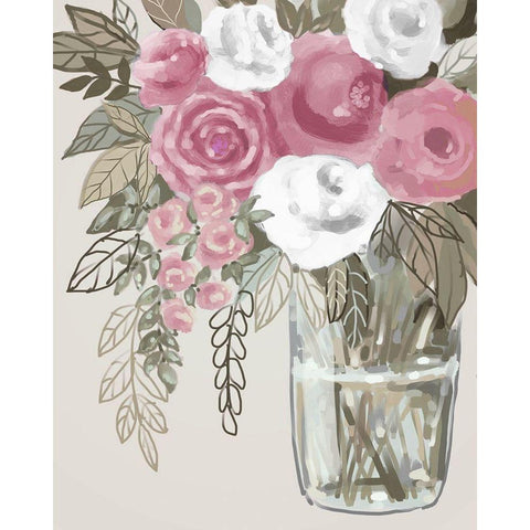 Soft Pink Florals 1 Gold Ornate Wood Framed Art Print with Double Matting by Boho Hue Studio