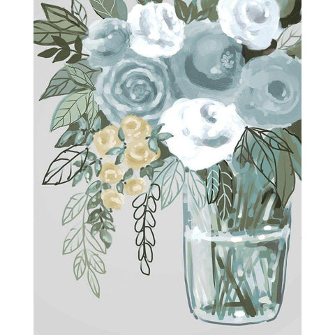 Soft Neutral Florals 1 Black Modern Wood Framed Art Print with Double Matting by Boho Hue Studio