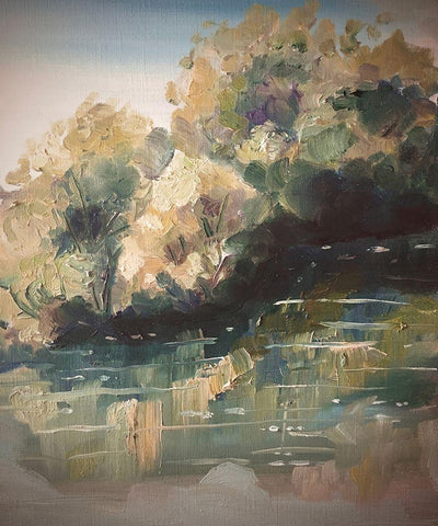 Landscape River Close-Up White Modern Wood Framed Art Print with Double Matting by Boho Hue Studio