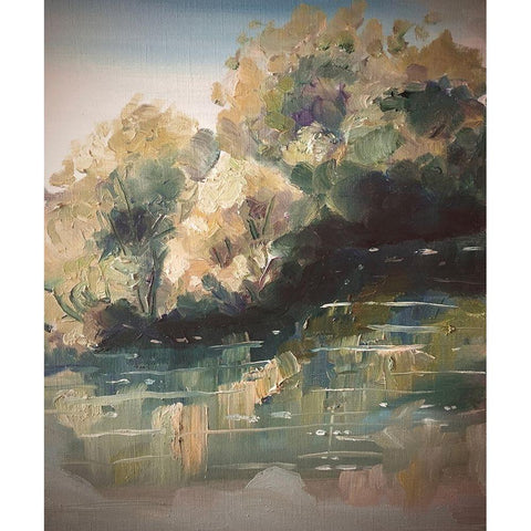 Landscape River Close-Up Black Modern Wood Framed Art Print by Boho Hue Studio