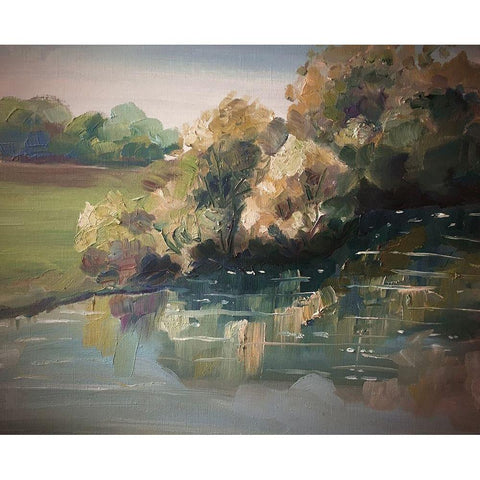 Landscape River 1 Black Modern Wood Framed Art Print by Boho Hue Studio