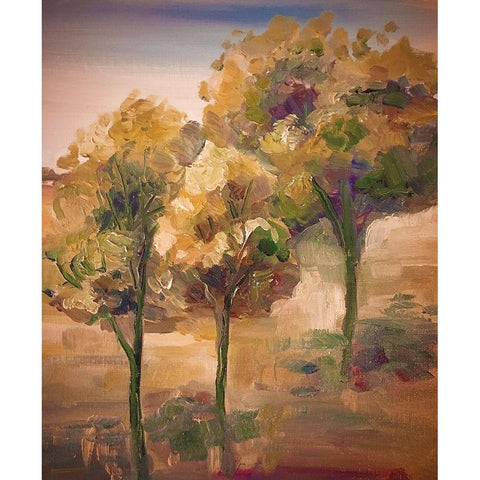 Golden Pageant Trees White Modern Wood Framed Art Print by Boho Hue Studio